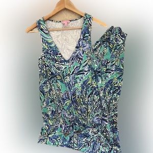Lilly Pulitzer Women's Paulina Jumpsuit Romper SMALL Blue Pineapple